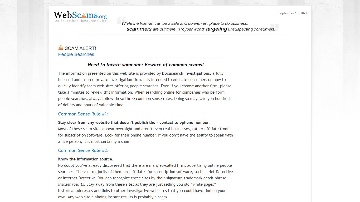 People Searches - Web Scams